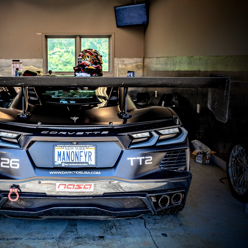Rear view of C8 Corvette with AMT Motorsport F5 wing