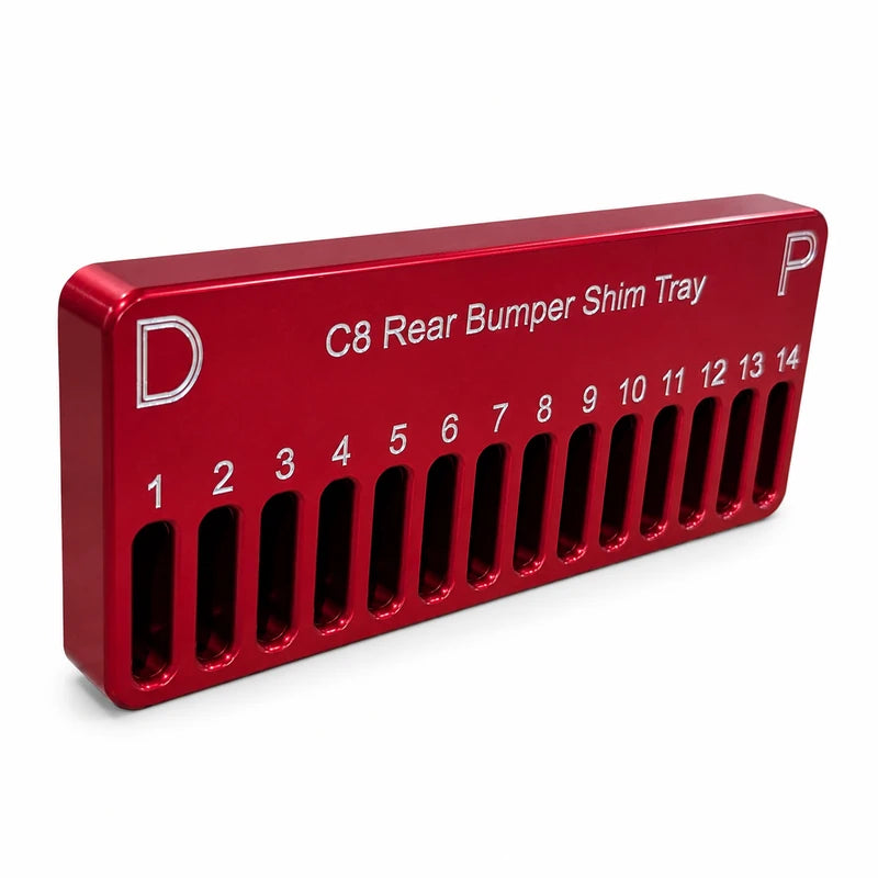 Fourteen numbered C8 rear bumper shim locations