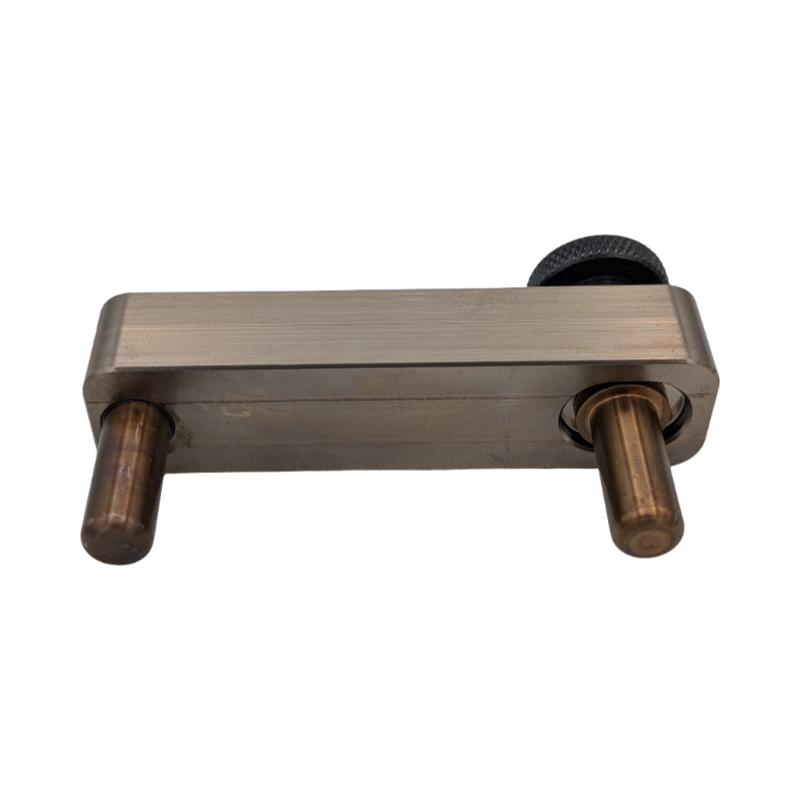 Adjustable locating pin on AMT Motorsport C8 rear caster gauge
