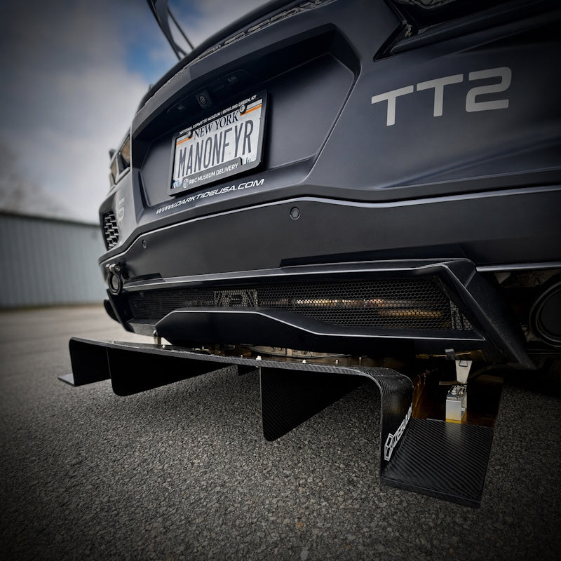 Zebulon carbon-fiber diffuser installed on the AMT Motorsport C8 Corvette
