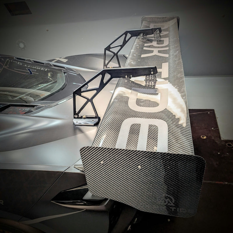 AMT Motorsport F5 carbon fiber rear wing installed on C8 Corvette